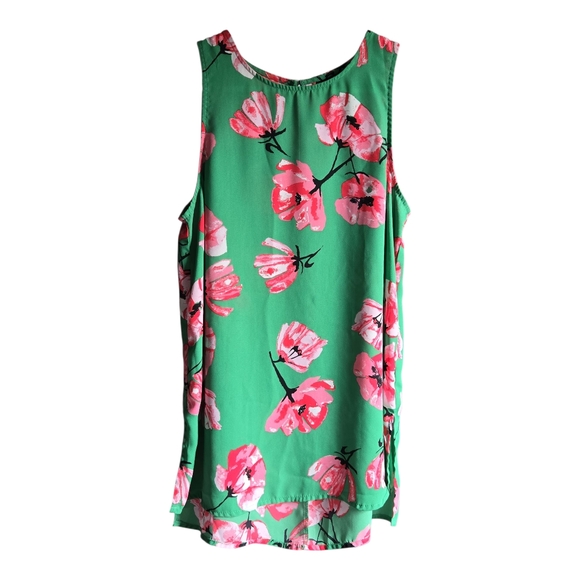 Who What Wear Tops - WHo What Wear Floral Green and Pink Women's Top